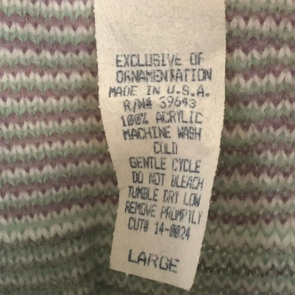 Vintage Size Large Matching Sweater & Cardigan Pastel Knit Floral Cottage Flower